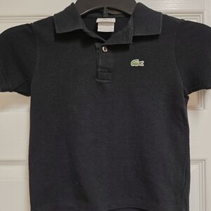 Vintage Lacoste Boys Black Classic Polo Size 6 Short Sleeve Shirt , Gently Used